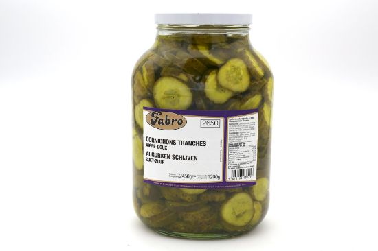 Image de CORNICHONS AIGRE DOUX TRANCHES 2.45KG FABRO